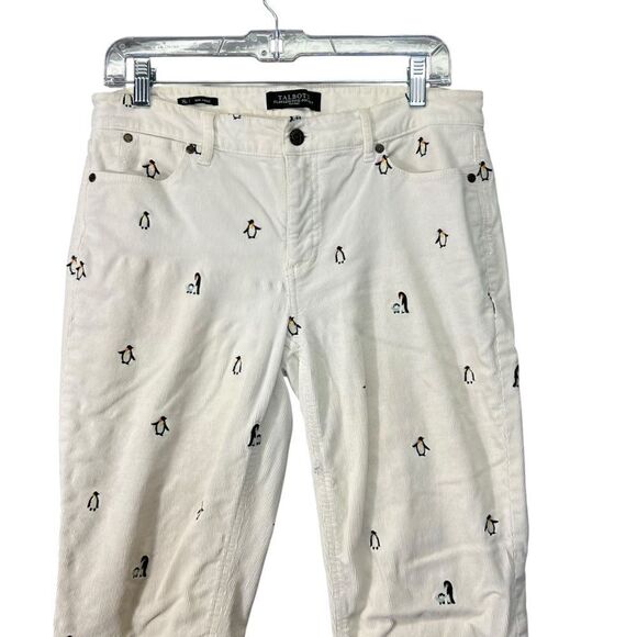 Talbots Penguin Novelty Flawless Five Pocket Slim Ankle Cream Corduroy Pants 8p - Picture 4 of 15